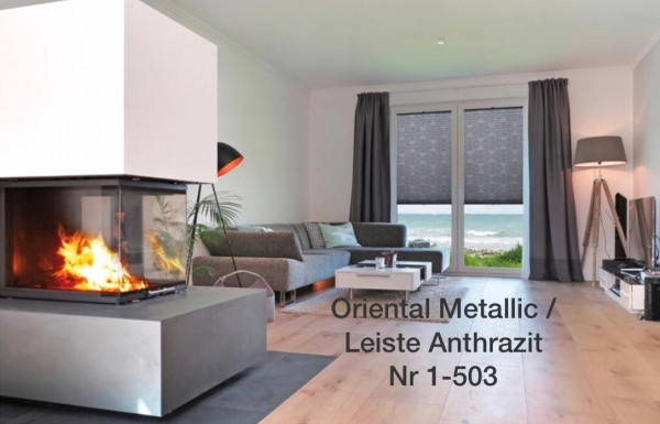 Plissee Oriental Metallic Grau