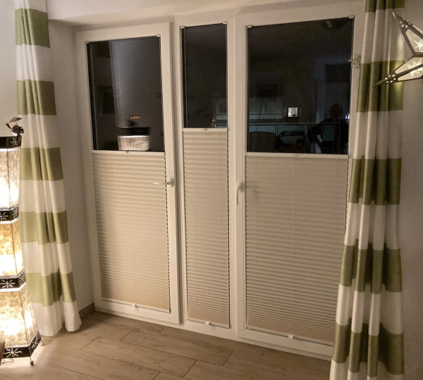 Plissee Kyoto Perl Rauch-Weiß