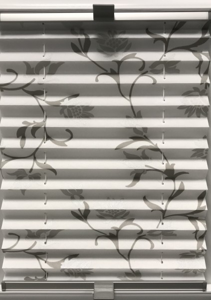 Plissee Flowers Metallic Weiß