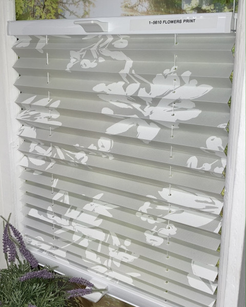 Plissee Flowers Print Weiß-Weiß